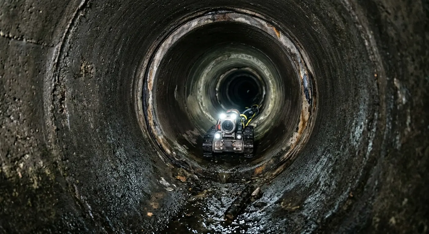 Robotic sewer camera inspecting pipe interior for Drain Snake Service in Pinole